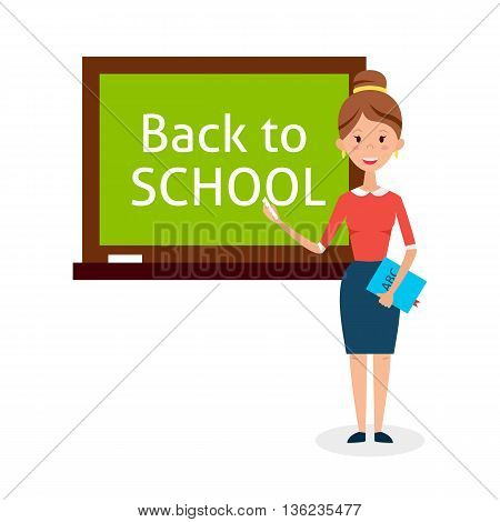 School Woman Teacher With Chalkboard