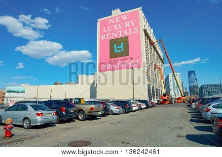 JERSEY CITY, NJ - CIRCA MARCH, 2016: Jersey City at daytime. Jersey City is the second most populous city in the U.S. state of New Jersey after Newark.