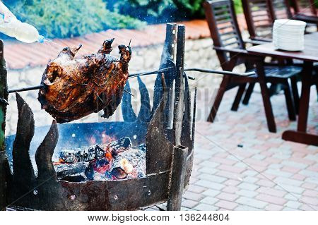 Roasting Barbecue Is Prepared Of A Ram, Lamb Or Sheep