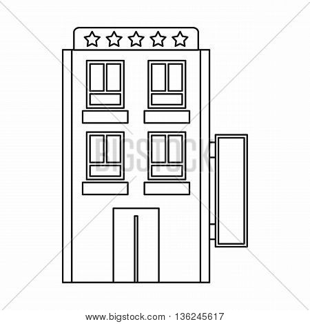 Five star hotel icon in outline style isolated on white background