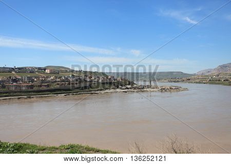 Tigris River in Mesopotamia in Kurdistan, Turkey.