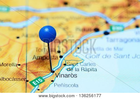 Vinaros pinned on a map of Spain