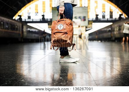 Backpacker Exploring Destination Casual Relax Concept