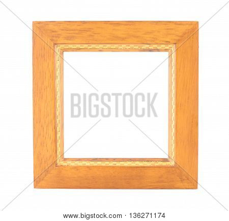 Blank Square Wood Frame On Isolated White Background