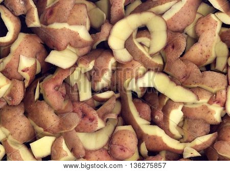 Texture and background of potato peel closeup