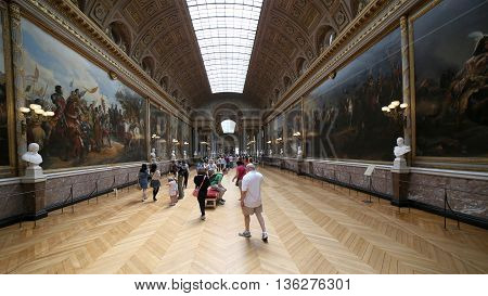 VERSAILLES, FRANCE - JUNE 8, 2013:Art Gallery of the Palace of Versailles