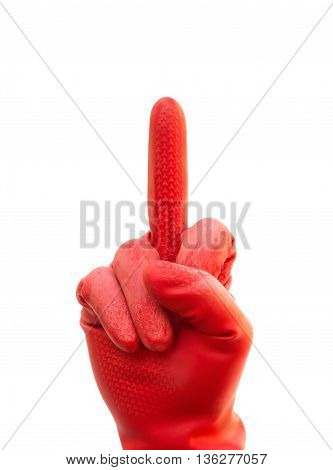 an offensive gesture of middle finger up