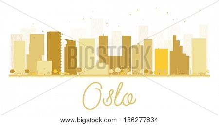 Oslo City skyline golden silhouette. Simple flat concept for tourism presentation, banner, placard or web site. Cityscape with famous landmarks