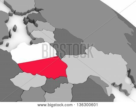 Poland On Globe With Flag