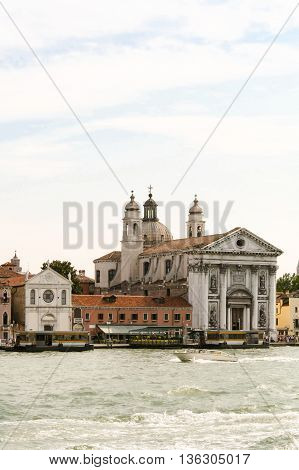 View from the water on gesuati Santa Maria del Rosario Venice.
