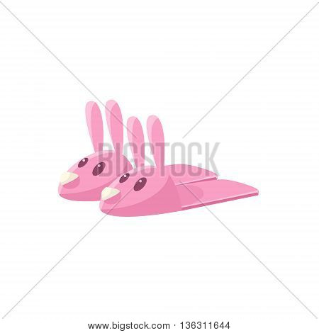 Pink Rabbit Slippers Cute Childish Style Light Color Design Icon Isolated On White Background