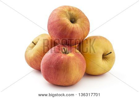 Pile of raw organic idared apples isolated on white background