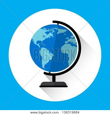 Globe Earth Model Icon Geography Concept Flat Vector Illustration