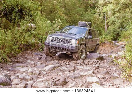 Car On The Trail To Volcano Baru In Panama