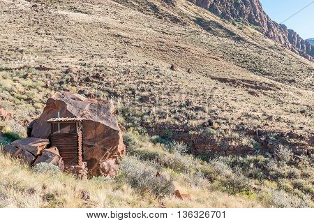 A long-drop toilet at the campsite on the rim of the extinct Brukkaros volcano near Keetmanshoop in Namibia