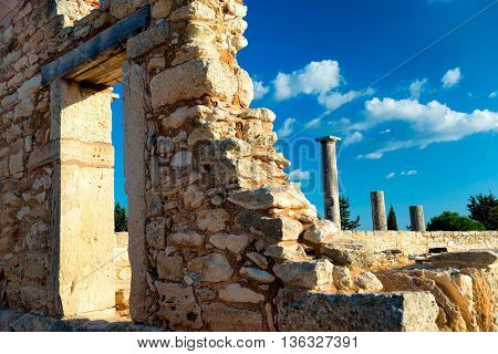 The Sanctuary of Apollo Hylates. South piller at Kourion Gate. Limassol District Cyprus.