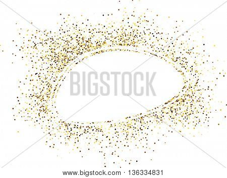White oval background with sand. Vector paper illustration.