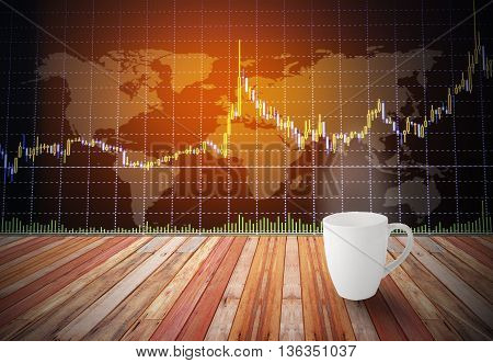 Stock exchange chart graph. Finance business background. Abstract stock market diagram candle bars trade.