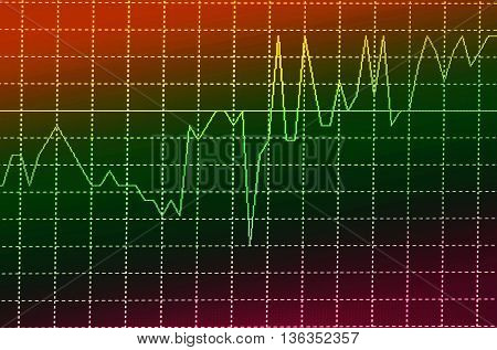 Stock market graph and bar chart price display.