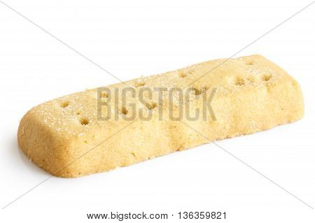 Traditional Shortbread Finger Biscuit Isolated On White In Perspective.