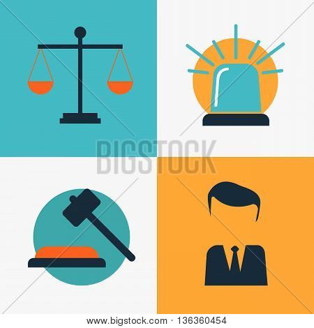 Legal services law and order justice vector flat concept set eps10