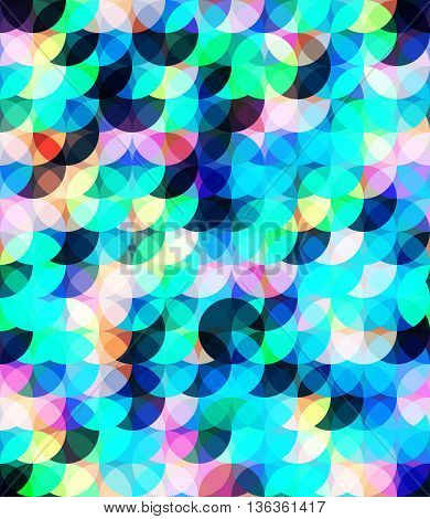Bright color seamless circle pattern. Contrast and pastel colors transparent objects eps 10