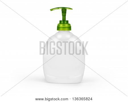 Plastic Bottle with liquid soap on a white background