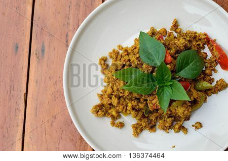 Spicy Dry fried pork is Thai Southern Style Food