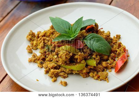 Spicy Dry fried pork is Thai Southern Style Food