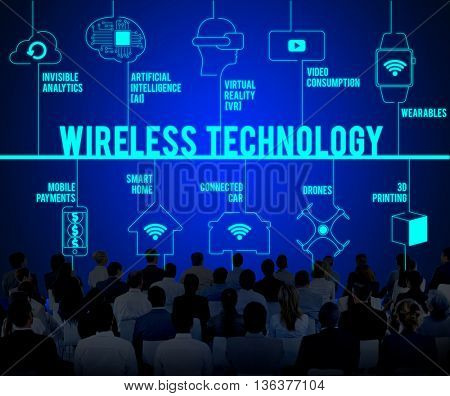Wireless Technology Connected Drones Technology Concept