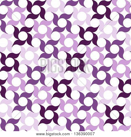 Abstract background with stylized pinwheel-shaped flowers. Seamless repeat.
