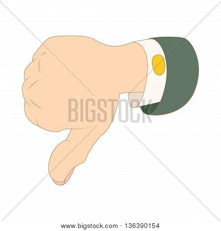 Thumb down dislike icon in cartoon style isolated on white background