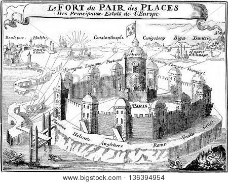 Barreme, Paris and the main shopping cities, vintage engraved illustration. Magasin Pittoresque 1852.