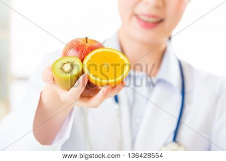 Young Asian Nutritionist Holding  Diet And Healthy Food