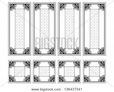Decorative Ornamented frames for walls or backgrounds. Interior design decoration panels. Classic Baroque Vintage style. Vector frame