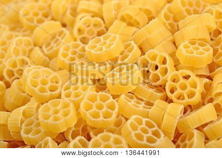 Uncooked Italian Pasta Rotelle Close Up