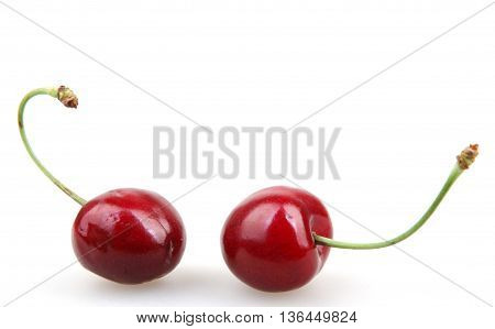 Cherry On A White Background Stock Photos