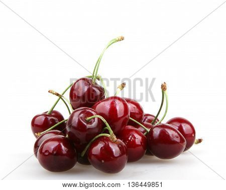Cherry On A White Background Stock Photos