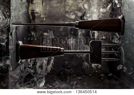 bar Ice pick on solid peace of ice bar tool
