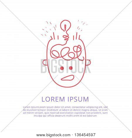 Way Of the Idea Through The Brain Funny Hand Drawn Childish Illustration In Funny Comic Style On White Background