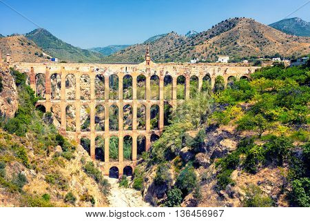Old aqueduct in Nerja, Costa del Sol, Spain