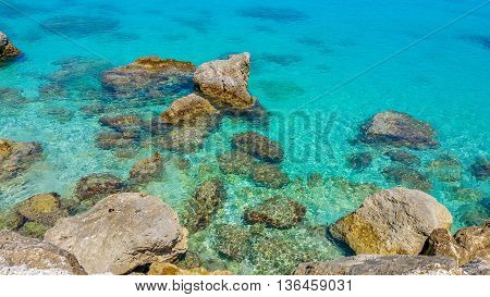 Crystal clear waters in Lefkas island, Greece