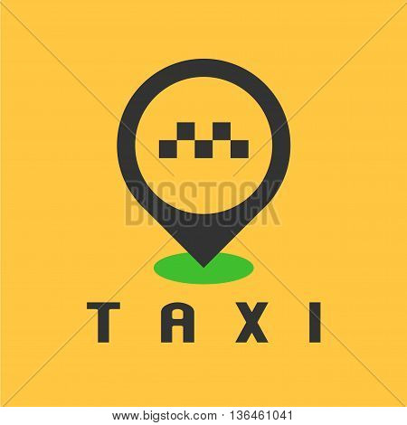 Taxi cab vector logo design. Car hire black and yellow background badge app emblem. Taxi point graphic icon