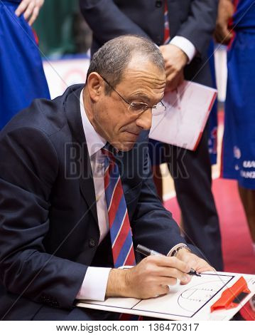 Bc Cska Head Coach Ettore Messina During A Timeout