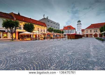 TRENCIN, SLOVAKIA - JUNE 19, 2016: Square in the old town of Trencin, Slovakia ON jUNE 19, 2016.