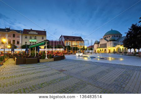 TRENCIN, SLOVAKIA - JUNE 19, 2016: Square in the old town of Trencin, Slovakia ON jUNE 19, 2016.
