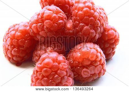 Closeup Of A Bunch Of Red Raspberries