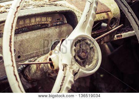 dashboard of a vintage car in sweeten