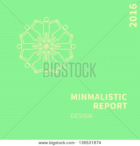 Vector square cover with people group icon on it drawn in minimalistic style. Cover for report, booklet, and flyer