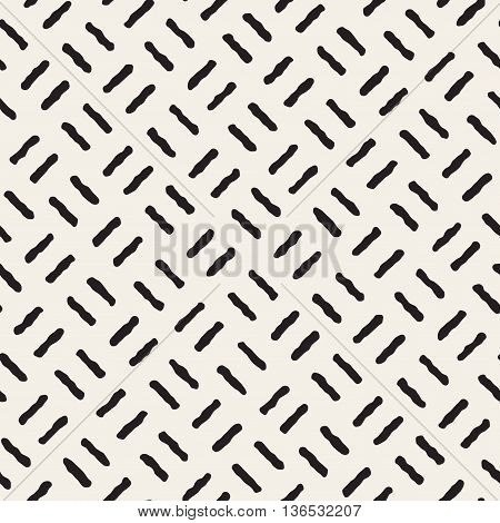 Vector Seamless Black And White Hand Drawn Lines Pattern. Abstract Freehand Background Design